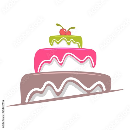 Cake with glaze and cherries logo
