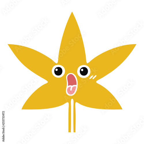 flat color retro cartoon autumnal leaf