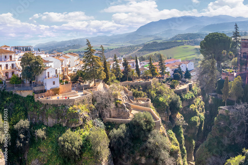 Ronda  Spain old town cityscape on the Tajo Gorge