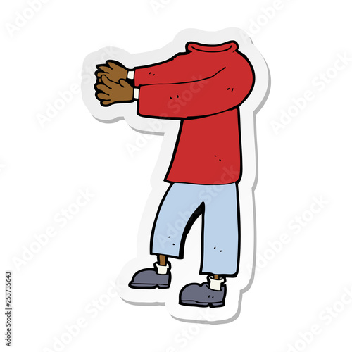 sticker of a cartoon headless body