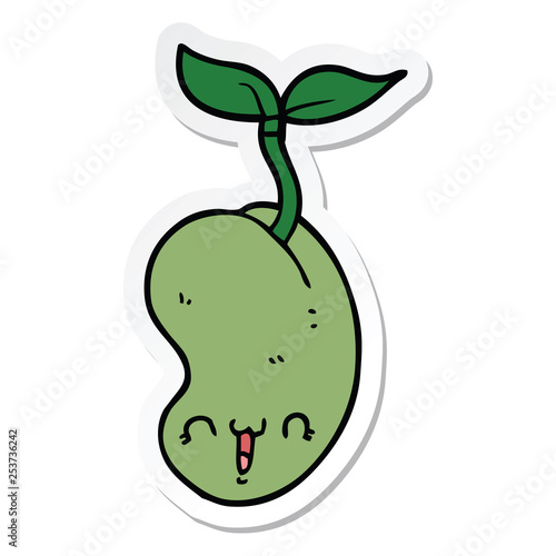 sticker of a cute cartoon seed sprouting