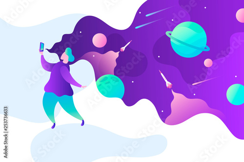 Human and technology. World wide web. Internet connection. Vector illustration.