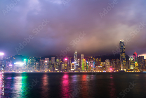 Hong Kong city skyline at night and light up © topntp