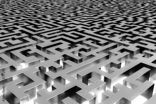 Foto Three-dimensional infinite maze, illuminated from the inside