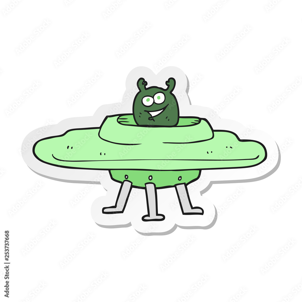 sticker of a cartoon spaceship sticker of a cartoon spaceship