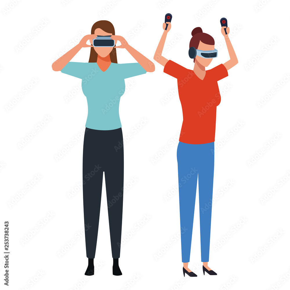 Fototapeta premium People playing with virtual reality glasses