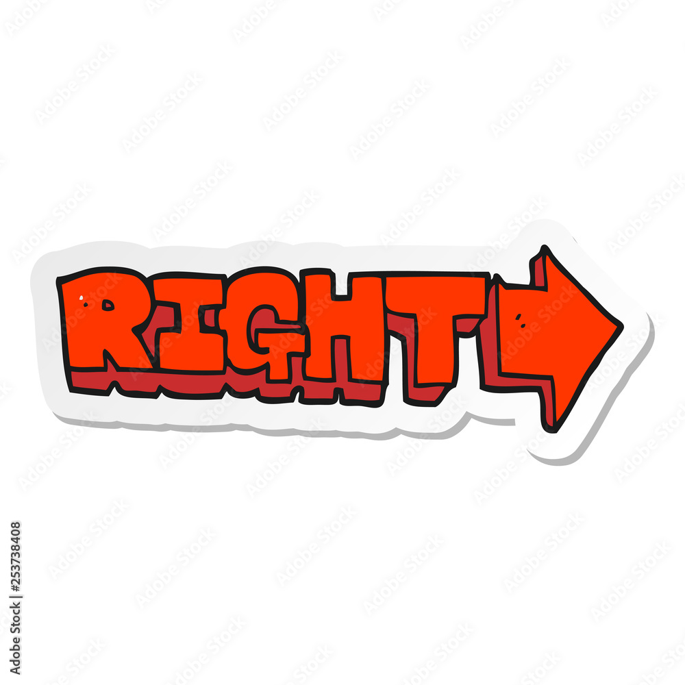 sticker of a cartoon right symbol sticker of a cartoon right symbol