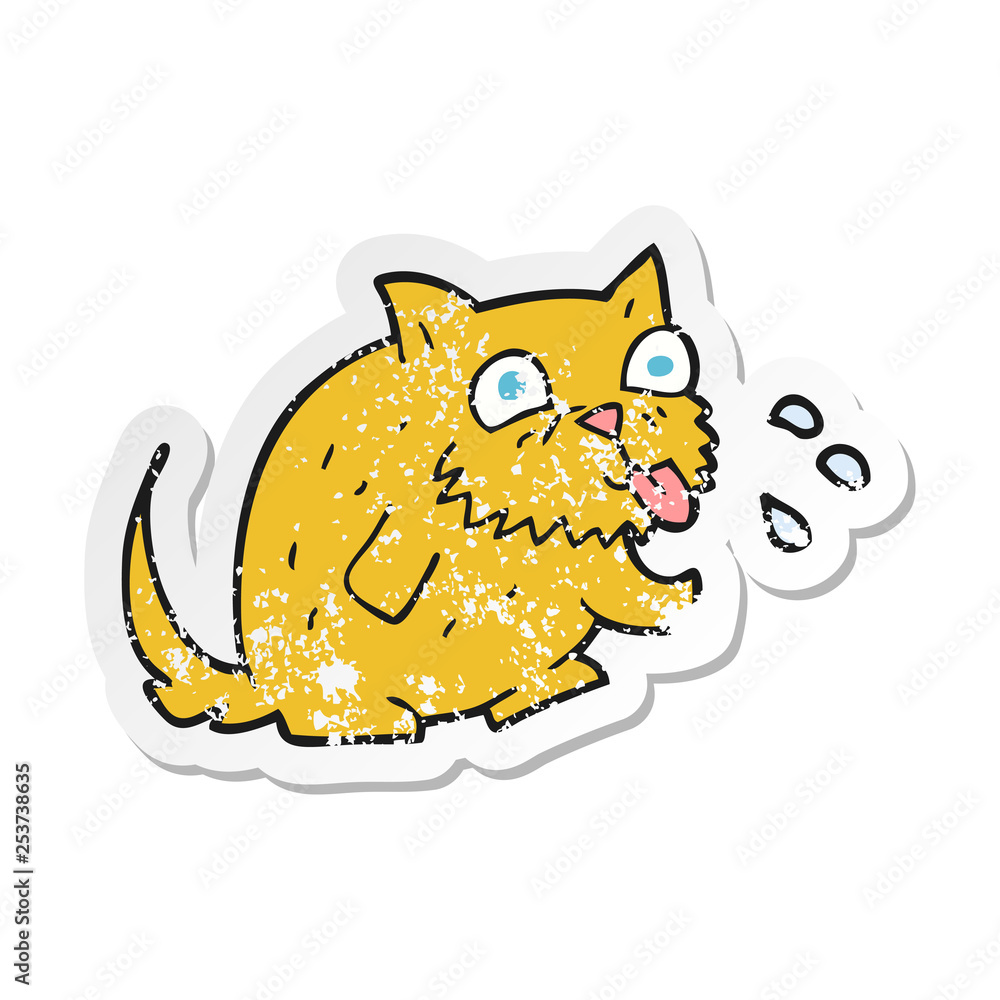 retro distressed sticker of a cartoon cat blowing raspberry retro distressed sticker of a cartoon cat blowing raspberry