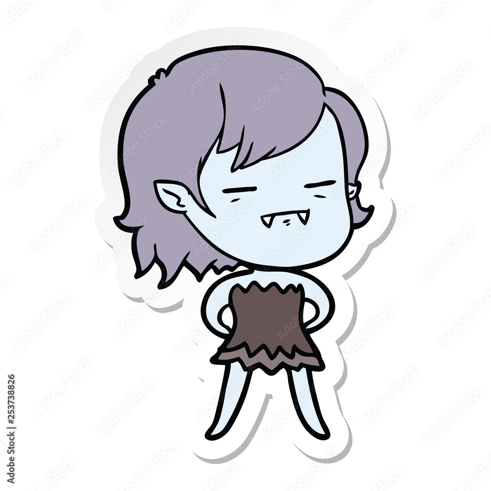 sticker of a cartoon undead vampire girl sticker of a cartoon undead vampire girl
