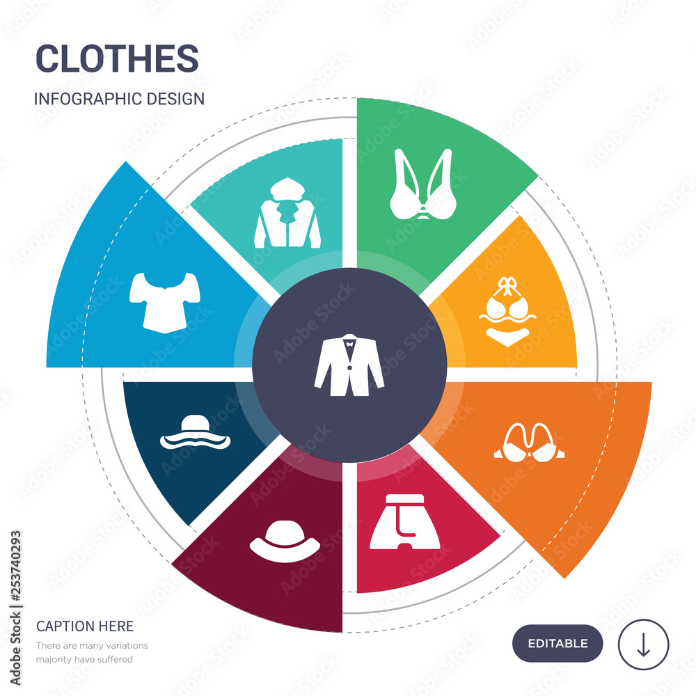 Fotografie set of 9 simple clothes vector icons
