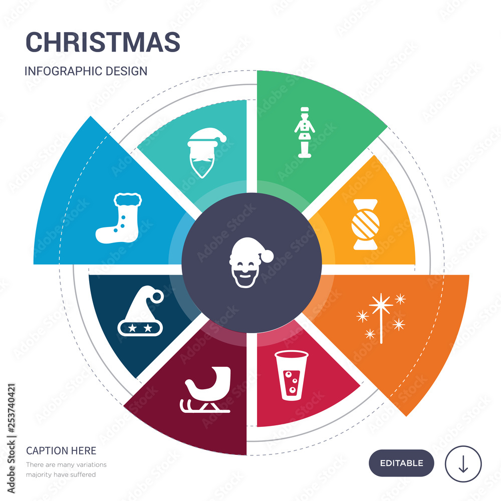 set of 9 simple christmas vector icons. contains such as santa, santa