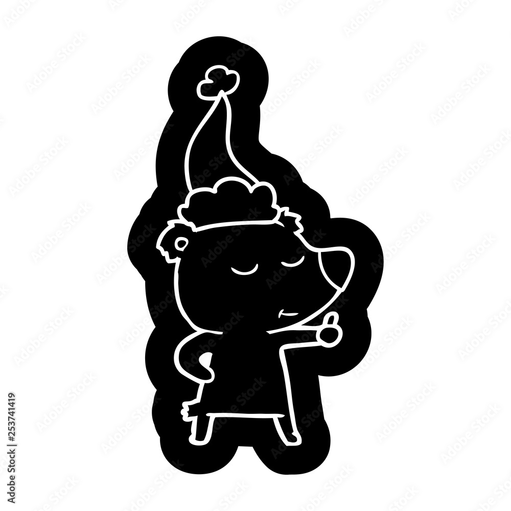 happy cartoon icon of a bear giving thumbs up wearing santa hat happy cartoon icon of a bear giving thumbs up wearing santa hat