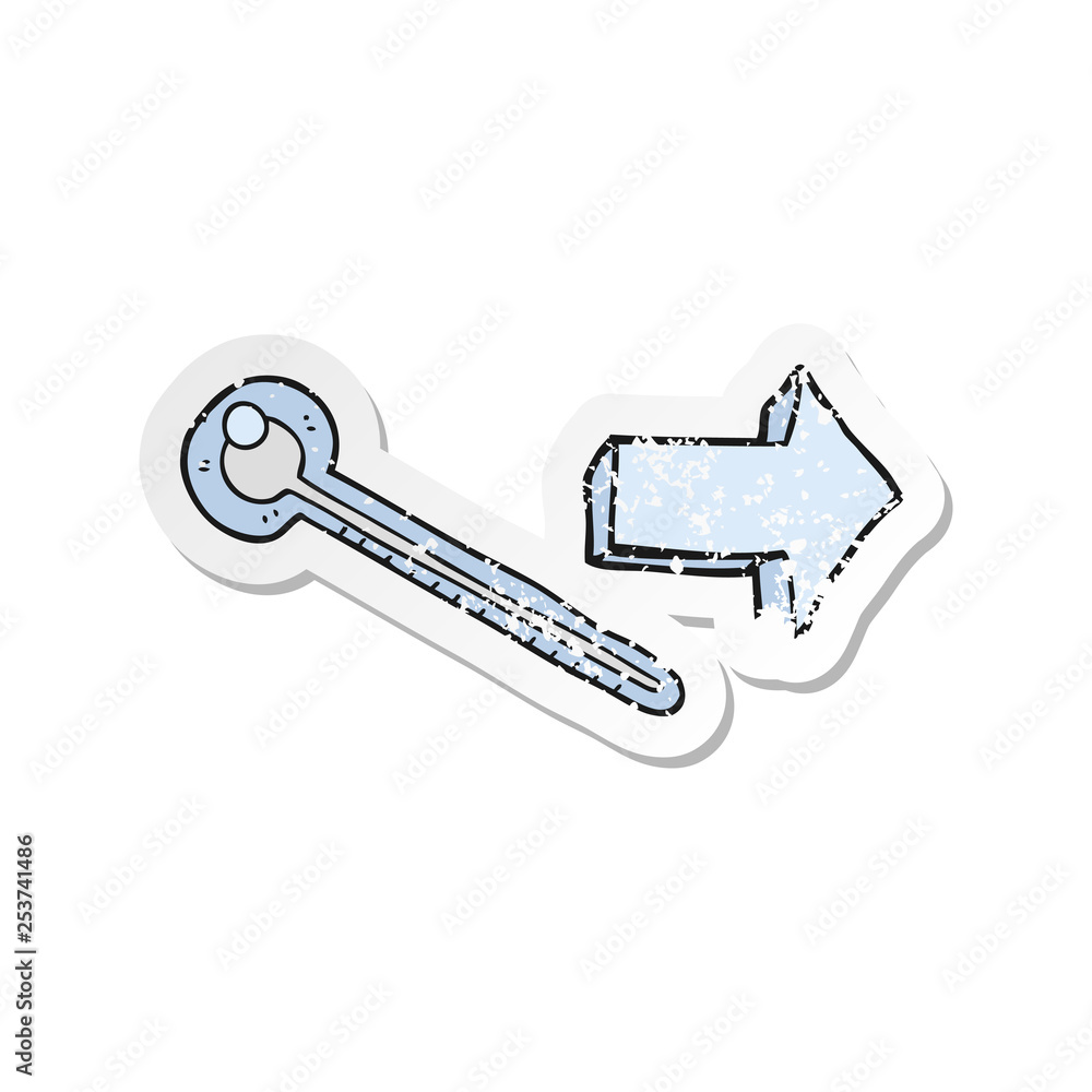 retro distressed sticker of a cartoon thermometer retro distressed sticker of a cartoon thermometer