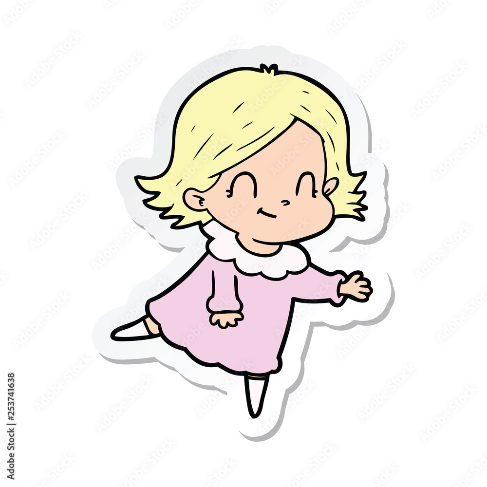 sticker of a cartoon friendly girl sticker of a cartoon friendly girl