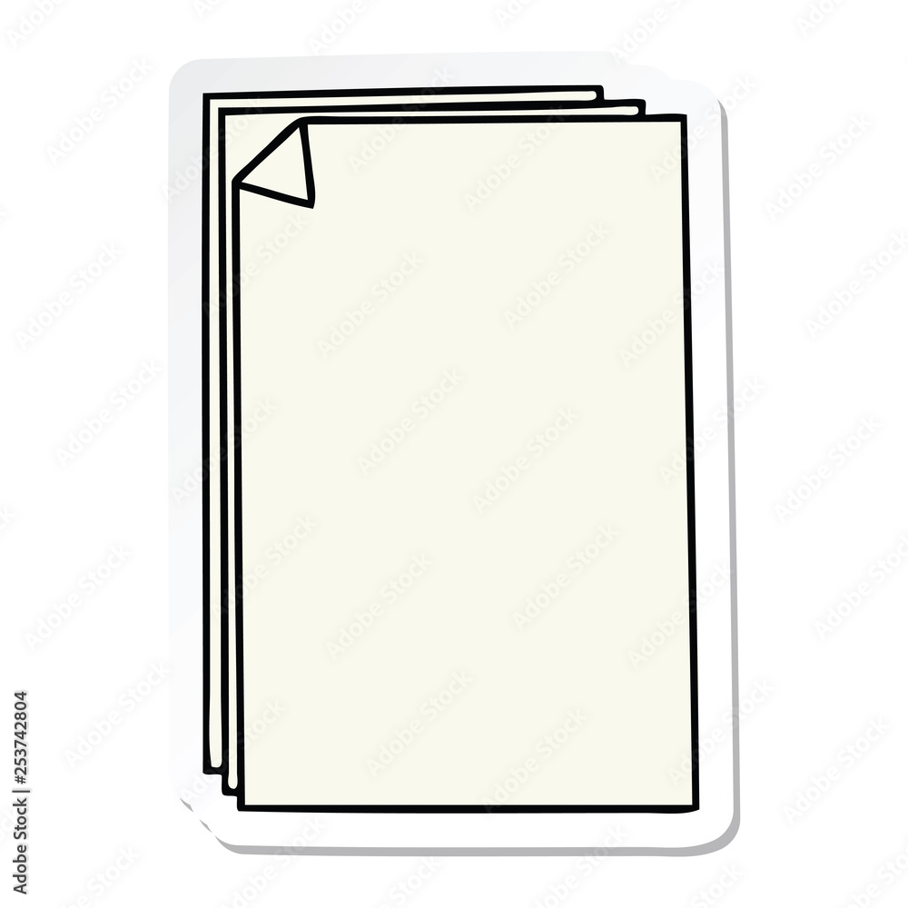 sticker of a quirky hand drawn cartoon paper pile sticker of a quirky hand drawn cartoon paper pile