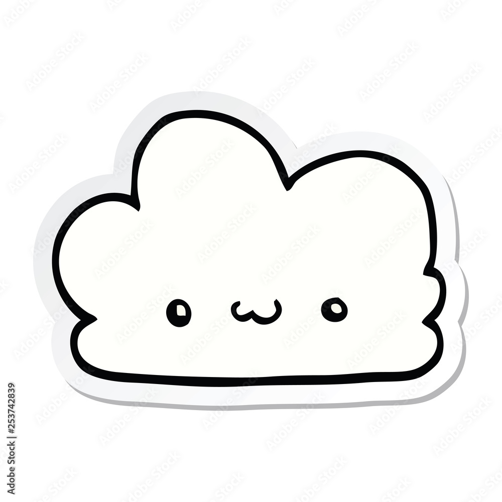 sticker of a cute cartoon cloud
