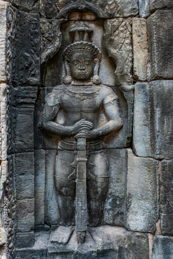 Relief of the guard in Banteay Kdey temple, Cambodia Relief of the guard in Banteay Kdey temple, Cambodia