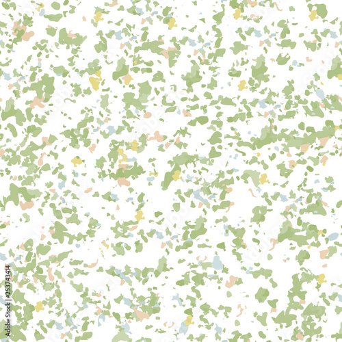 Terrazzo flooring textured surface modern abstract pattern. Vector seamless abstract repeat with chips of marble or granite in soft pastel  colors.