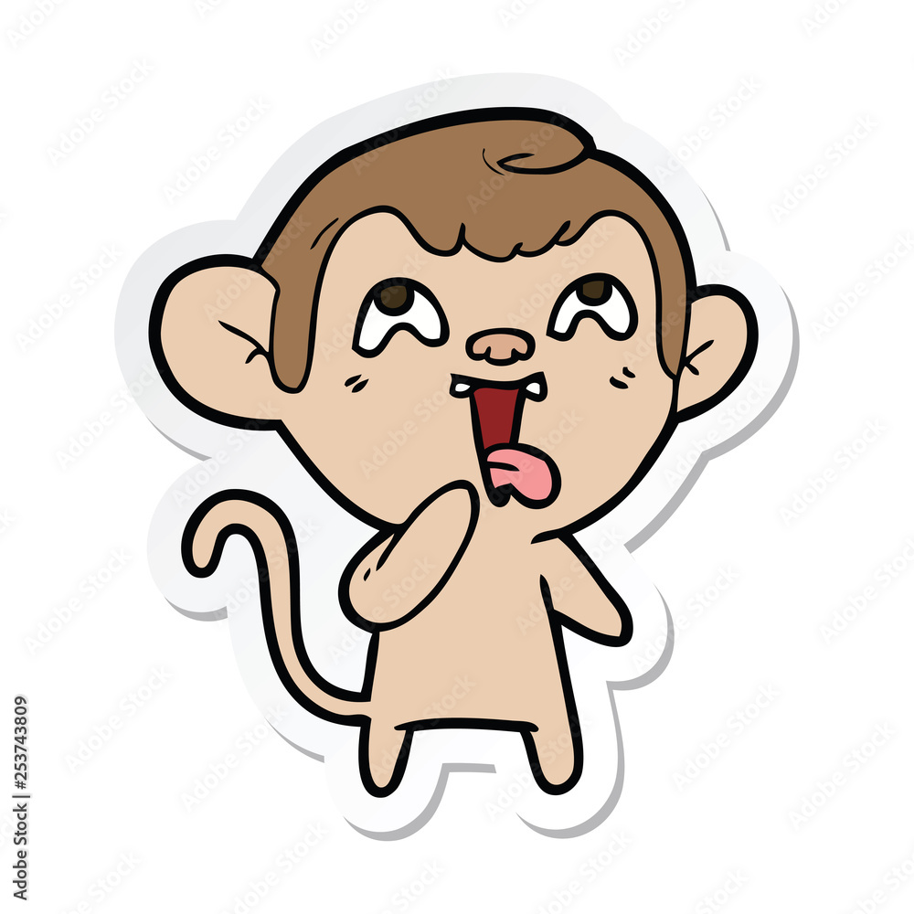 sticker of a crazy cartoon monkey sticker of a crazy cartoon monkey