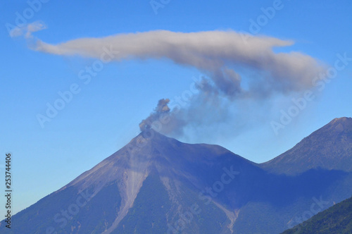Guatemala, Volcan de Fuego, active stratovolcano.