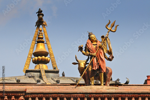 Nepal, Kathmandu, Shiva, Hindu god statue in Durbar Square.