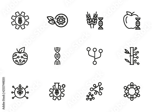 Agricultural technologies line icon set