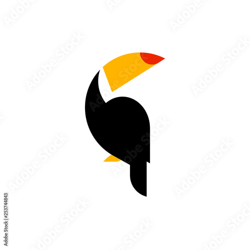 Toucan flat style vector logo template isolated on white background