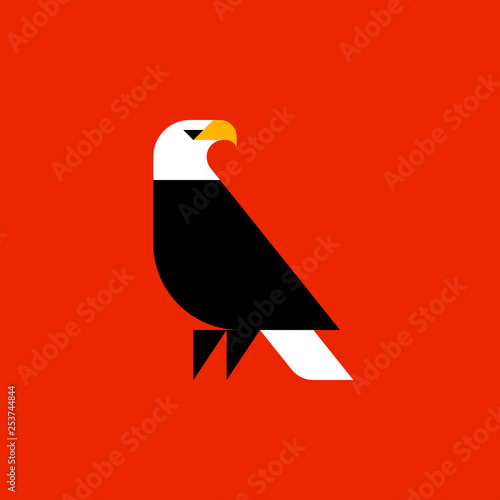 Fat style vector logo template of bald eagle