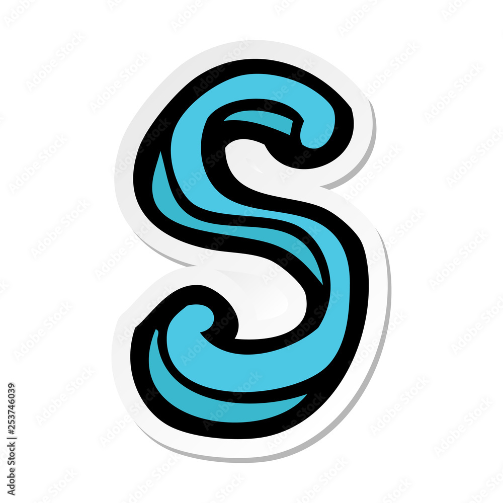 sticker of a cartoon letter S sticker of a cartoon letter S