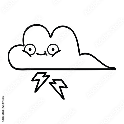 line drawing cartoon thunder cloud