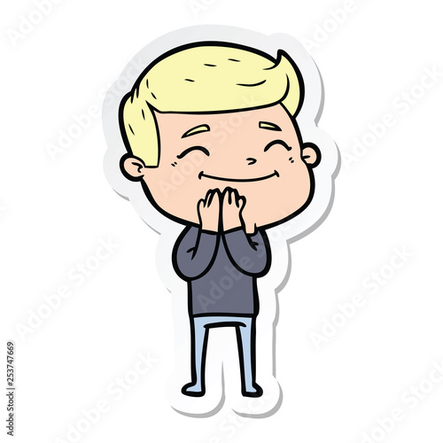 sticker of a happy cartoon man