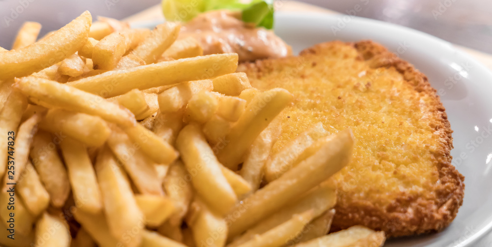 Milanese schnitzel with fries Milanese schnitzel with fries