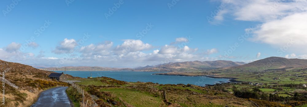 Landscape with sea and mountains from Ring of Beara, Co. Kerry, Ireland