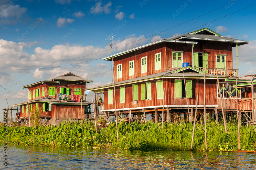 A house on bamboo sticks in Inle Lake, Myanmar (Burma).