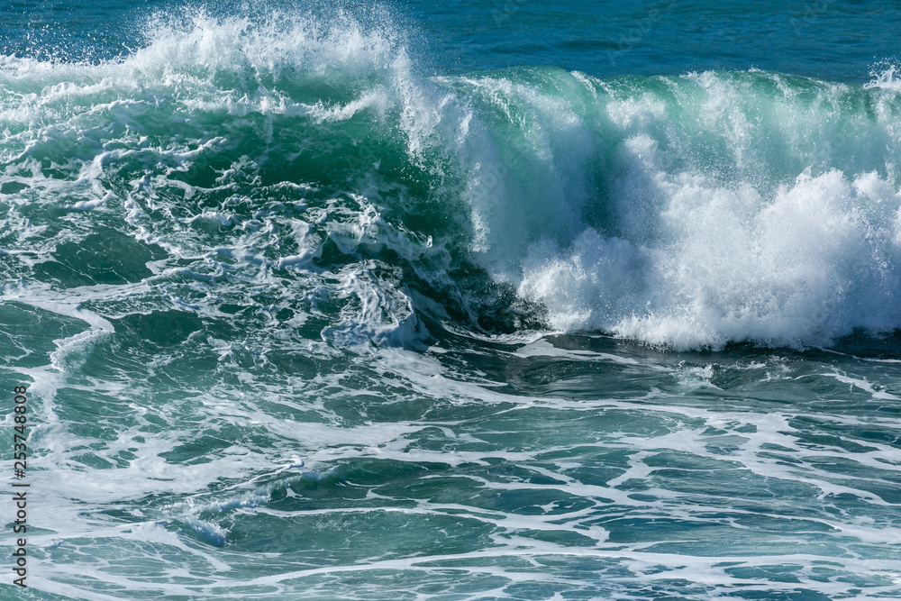 Wave Breaking on Fistral beach, North Cornwall Coastline