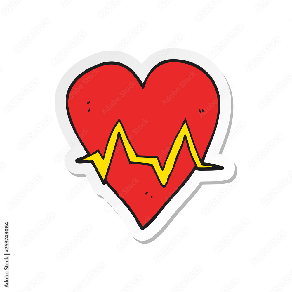 sticker of a cartoon heart rate pulse symbol sticker of a cartoon heart rate pulse symbol