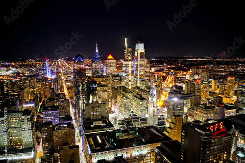 Aerial View of Center City Philadelphia at Night