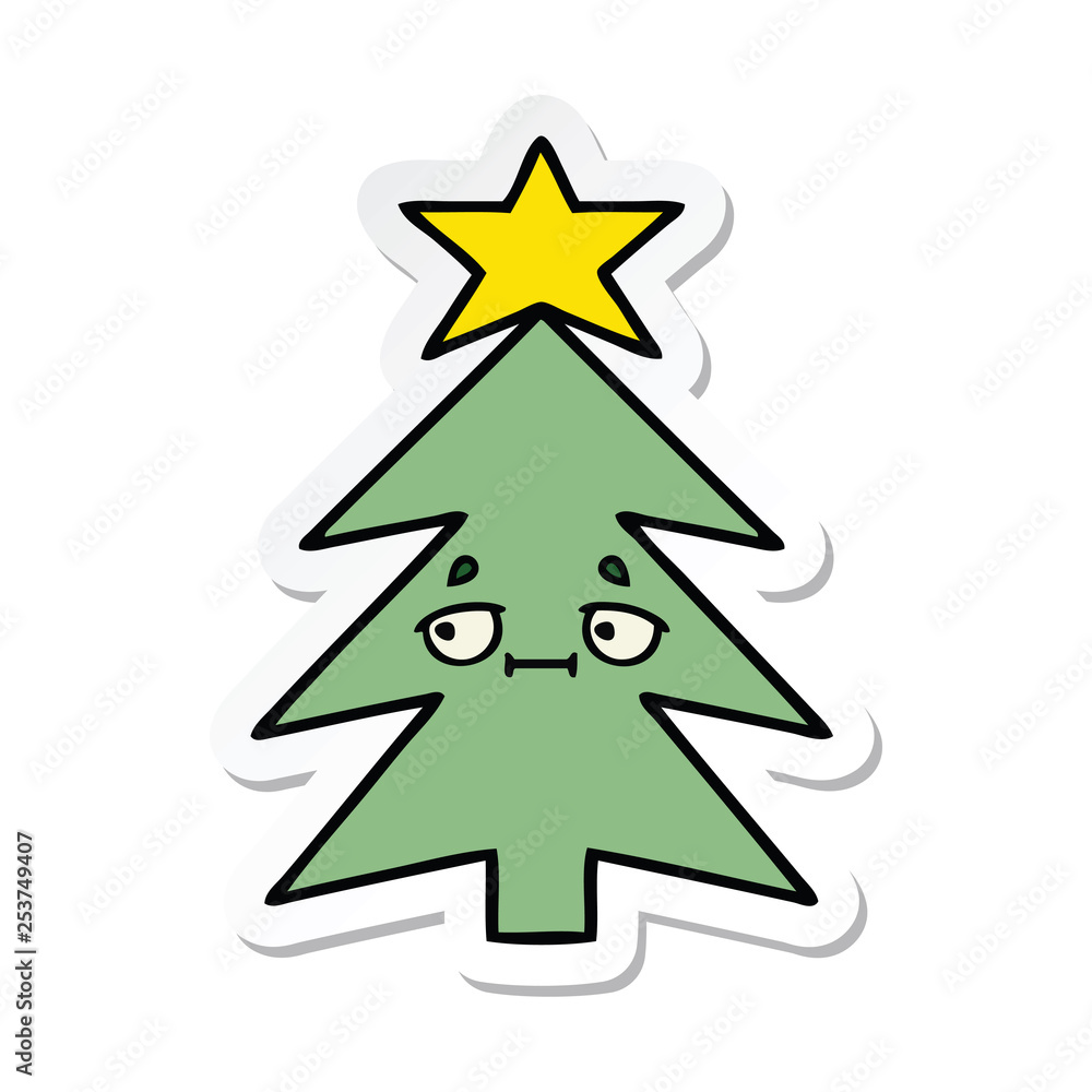 sticker of a cute cartoon christmas tree sticker of a cute cartoon christmas tree