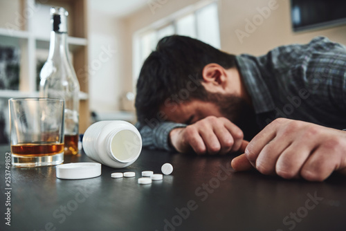 Obraz na płótnie Alcoholism and drug addiction are killer of mental and physical health