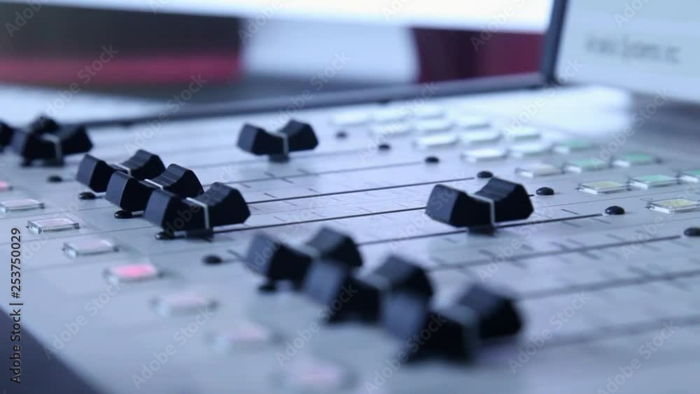 Professional radio console in studio Professional radio console in studio