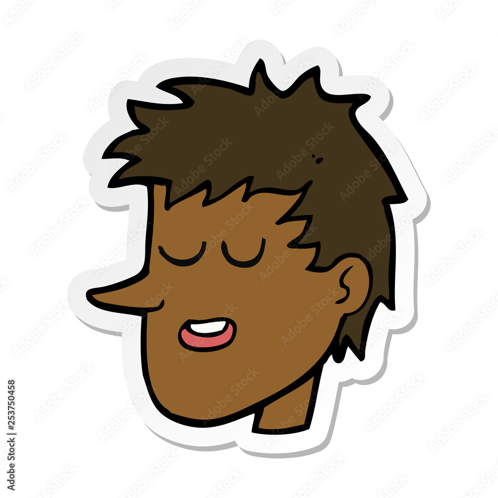 sticker of a cartoon happy boy face sticker of a cartoon happy boy face
