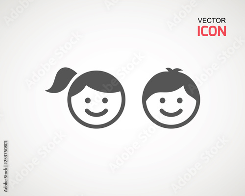 girl and boy icon on white background. child symbol . Kids icons , children vector illustration.