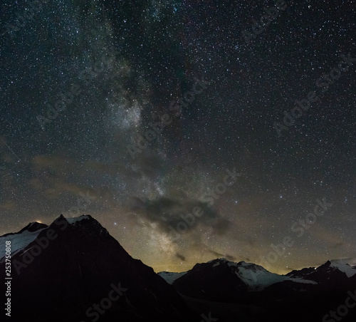 Milky Way over mountains in Alps region