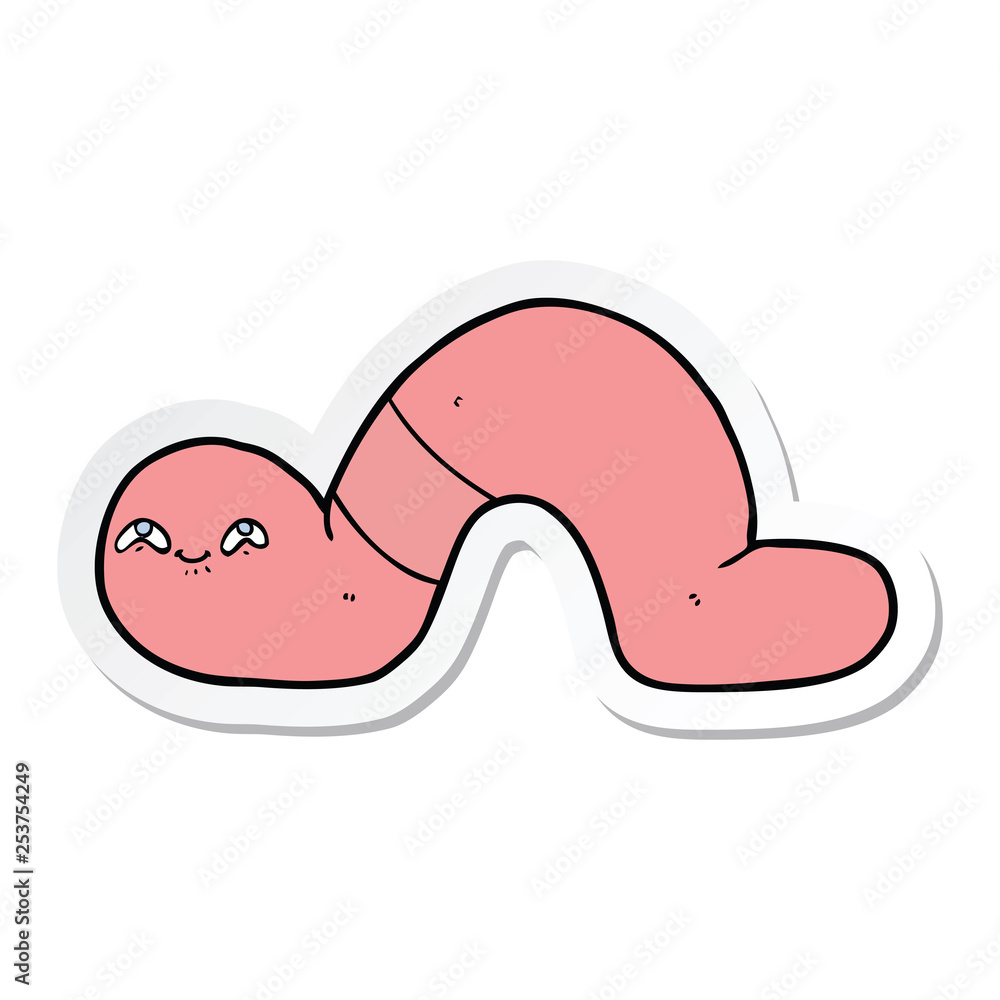 sticker of a cartoon worm