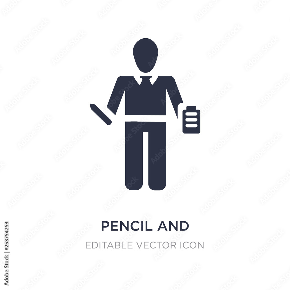 pencil and notebook icon on white background. Simple element illustration from People concept. pencil and notebook icon on white background. Simple element illustration from People concept.
