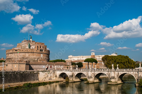 Castel Sant'Angelo or Mausoleum of Hadrian and Bridge Sant'Angelo, Rome, Italy