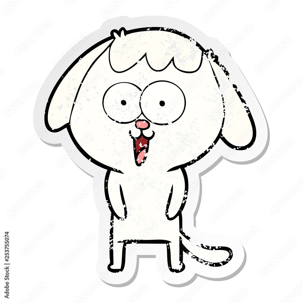 Fototapeta premium distressed sticker of a cute cartoon dog