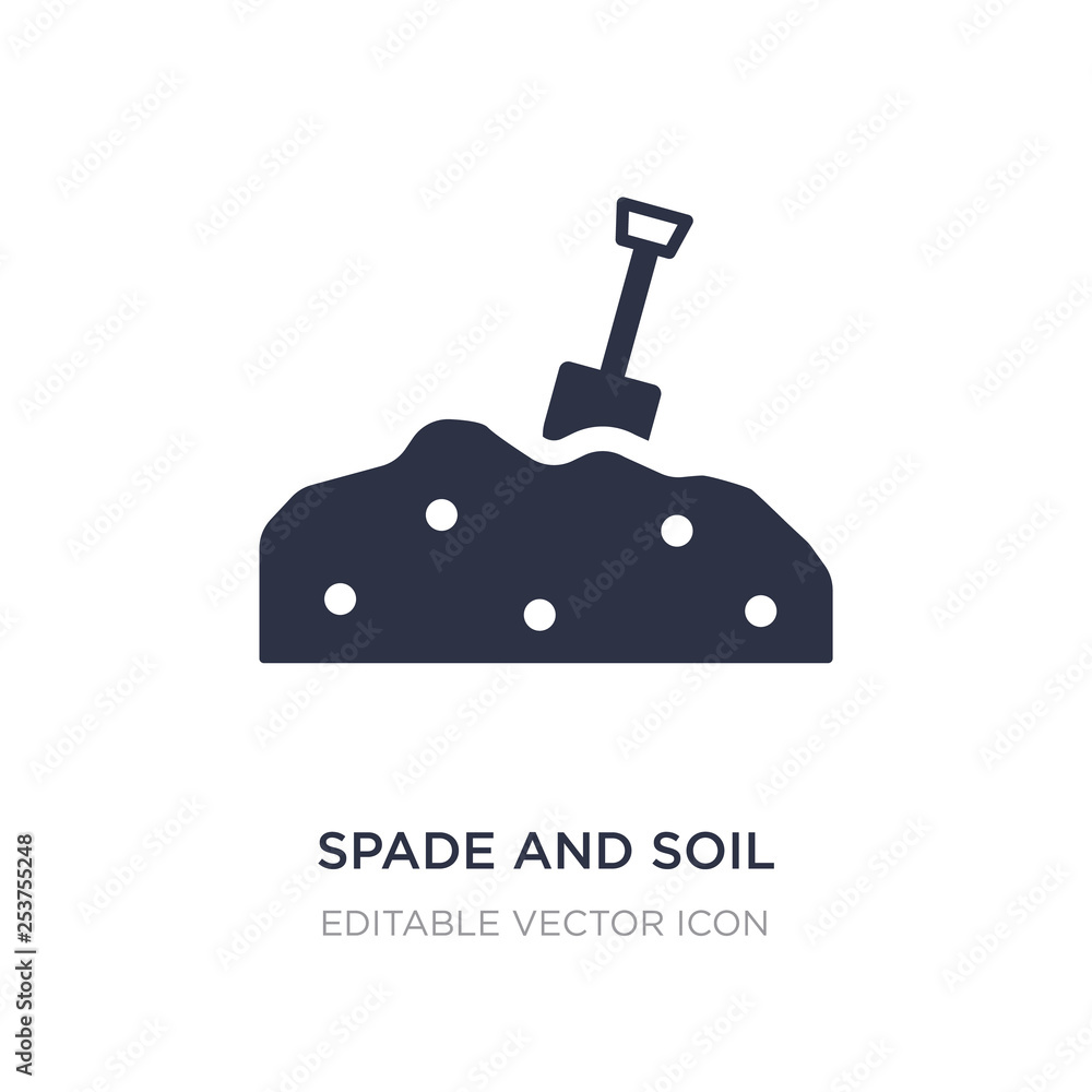 spade and soil icon on white background. Simple element illustration from Buildings concept. spade and soil icon on white background. Simple element illustration from Buildings concept.
