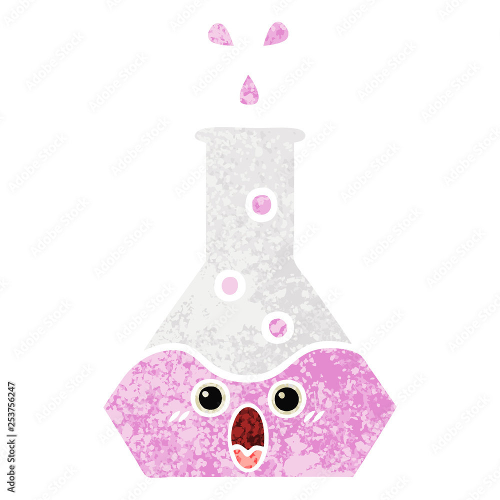 retro illustration style cartoon science beaker retro illustration style cartoon science beaker