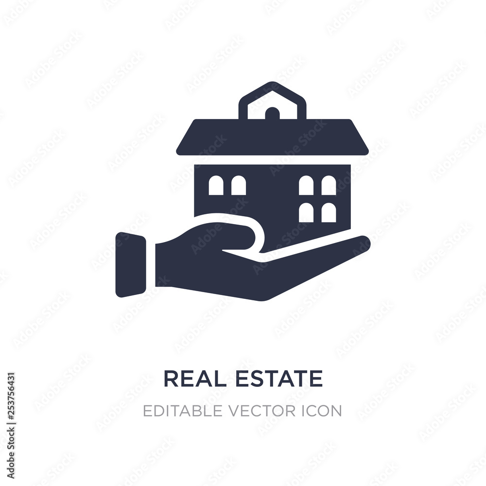 real estate business house on a hand icon on white background. Simple element illustration from Business concept.